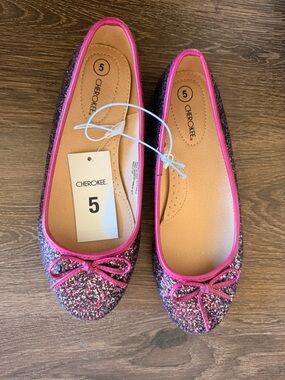 Cherokee Pink Glitter Ballet Flats - Toddler Sz 5 NWT